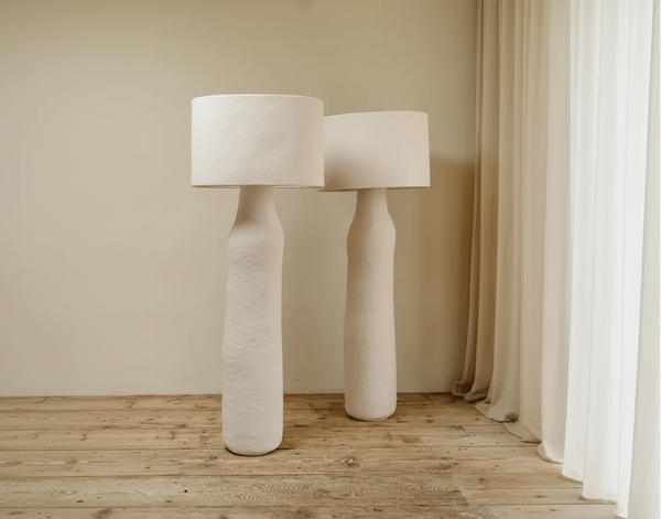 Sculptural Mountain Ridge Stone Textured Resin Floor Lamp