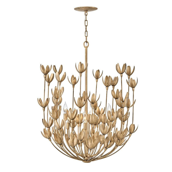 Sculptural Plaster Bloom Cluster Chandelier in Burnished Gold
