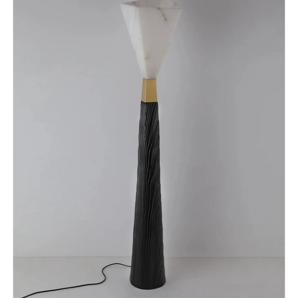 Sculptural Resin Shade Matte Black Floor Lamp