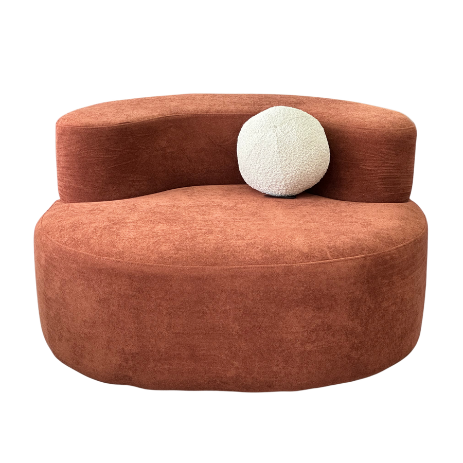 Sculptural Terracotta Velvet Accent Chair - Main View