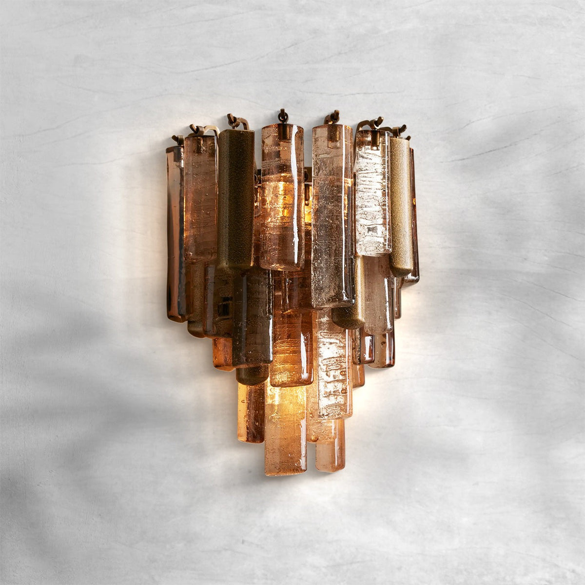 Sculptural Textured Cast Glass and Aluminum Wall Sconce