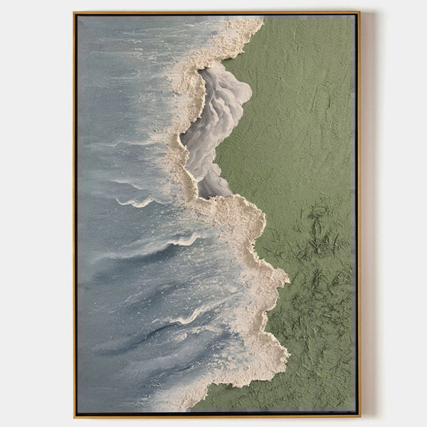 Sea Foam Meeting Moss Green Shore
