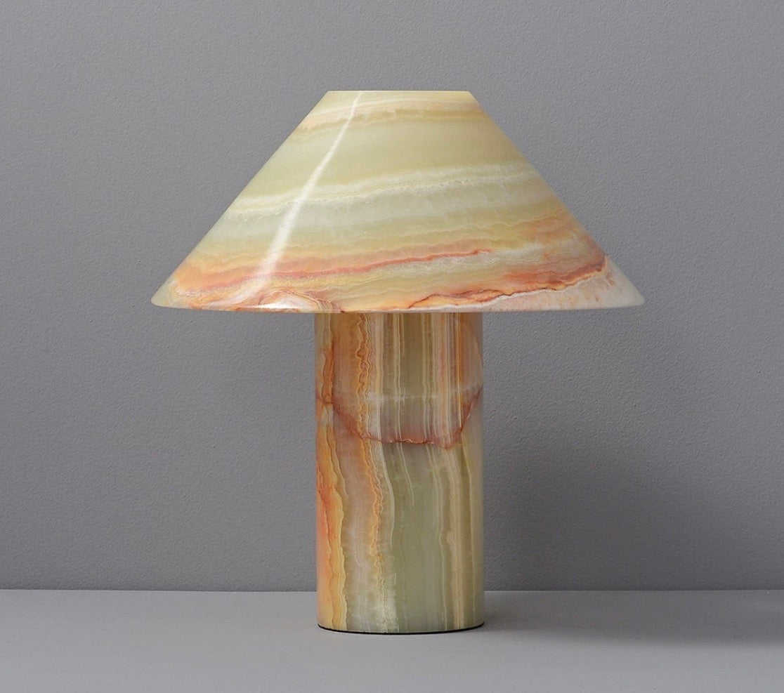 Seamless Carved Jade Cone Table Lamp