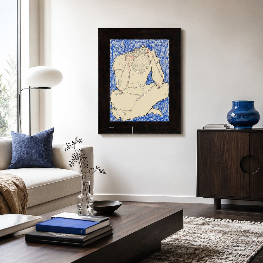 Seated Figure on Cobalt Blue
