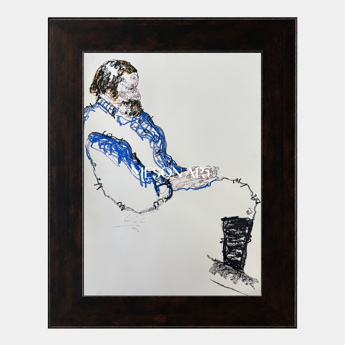 Seated Man in Cobalt Blue