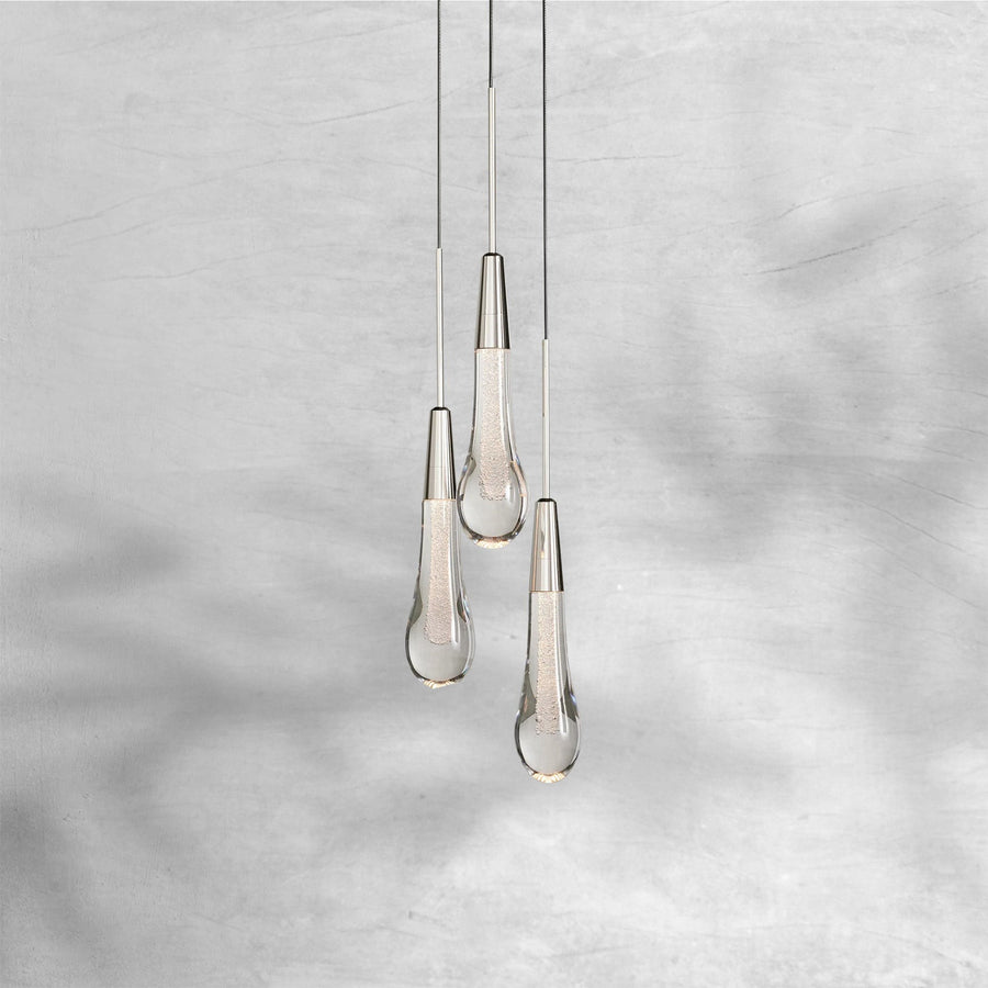 Seeded Glass Drop Pendant with Brass Hardware