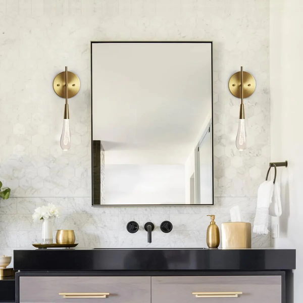 Seeded Glass Teardrop Wall Sconce with Round Backplate