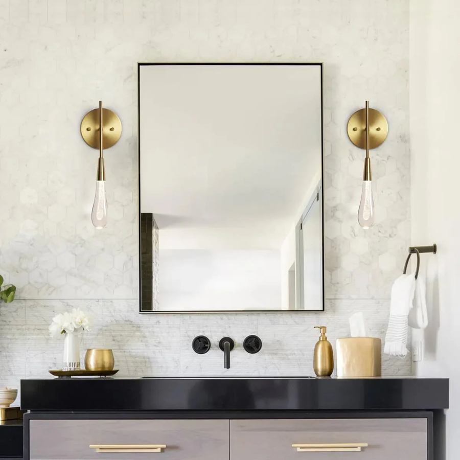 Seeded Glass Teardrop Wall Sconce with Round Backplate