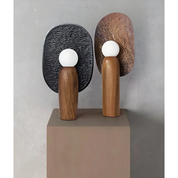 Shadeless Solid Wood Exposed Bulb Table Lamp