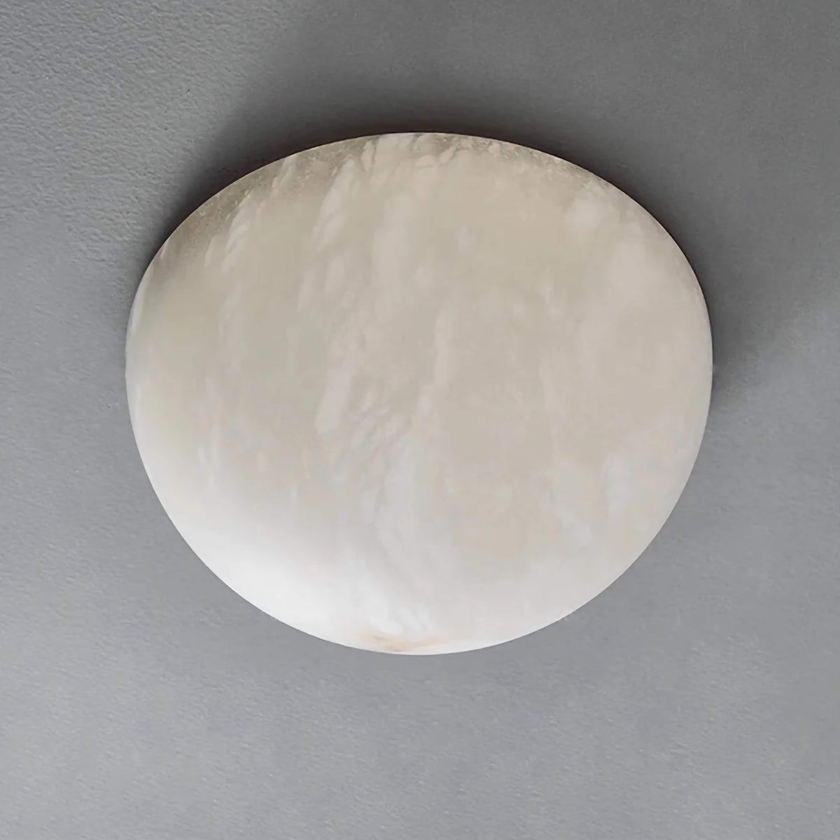 Shallow Alabaster Dome Flush Mount with Brushed Brass Base