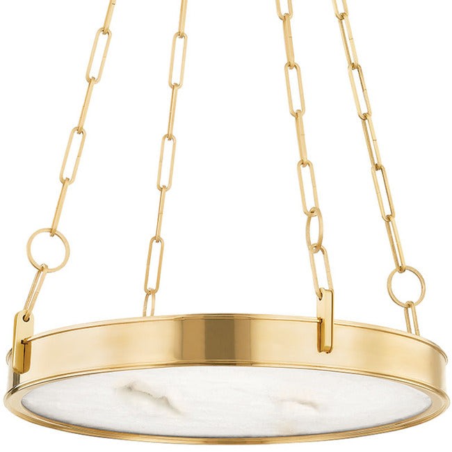 Shallow Alabaster Drum and Steel Chandelier