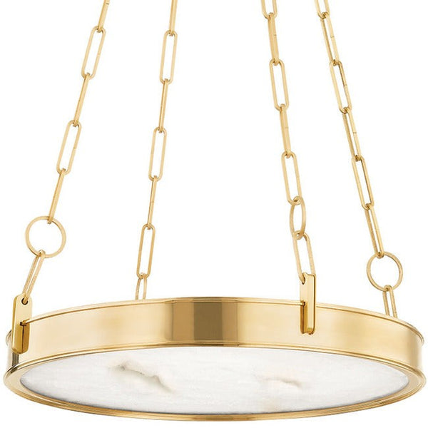 Shallow Alabaster Drum and Steel Chandelier