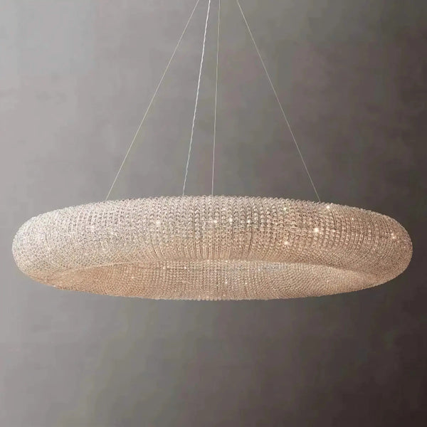 Shallow Crystal Bead Ring Chandelier