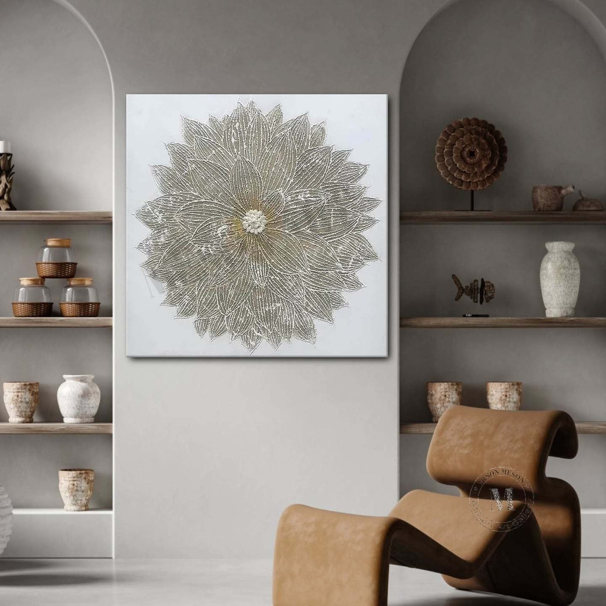 Dalia plateada en relieve texturizado