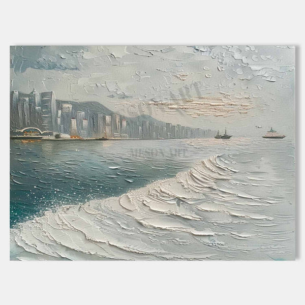 Silver Harbor Skyline and Rising Wave