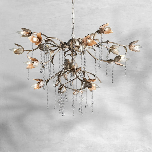 Silver Iron Vine Globe Chandelier with Crystals
