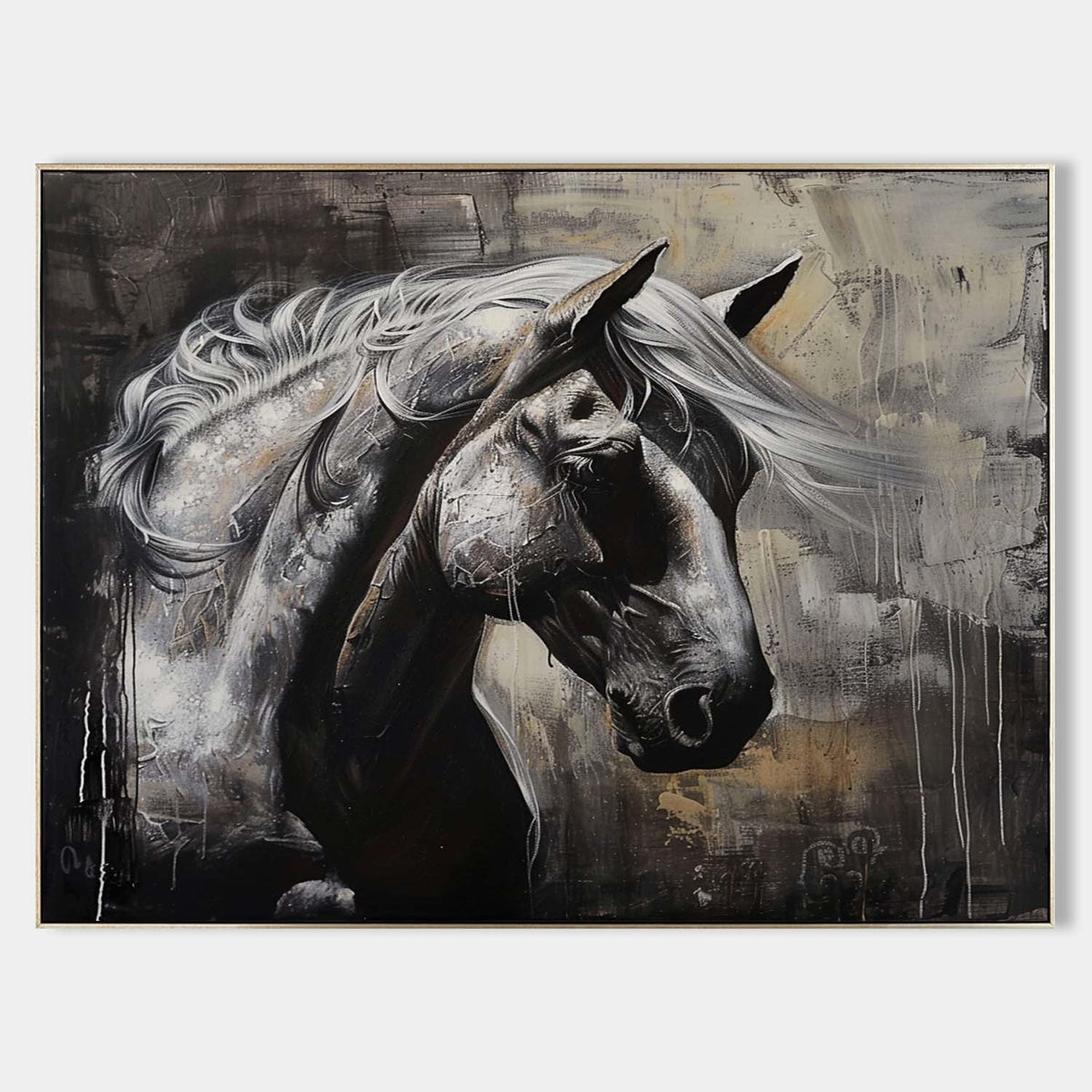 Silver-Maned Horse in Shadow