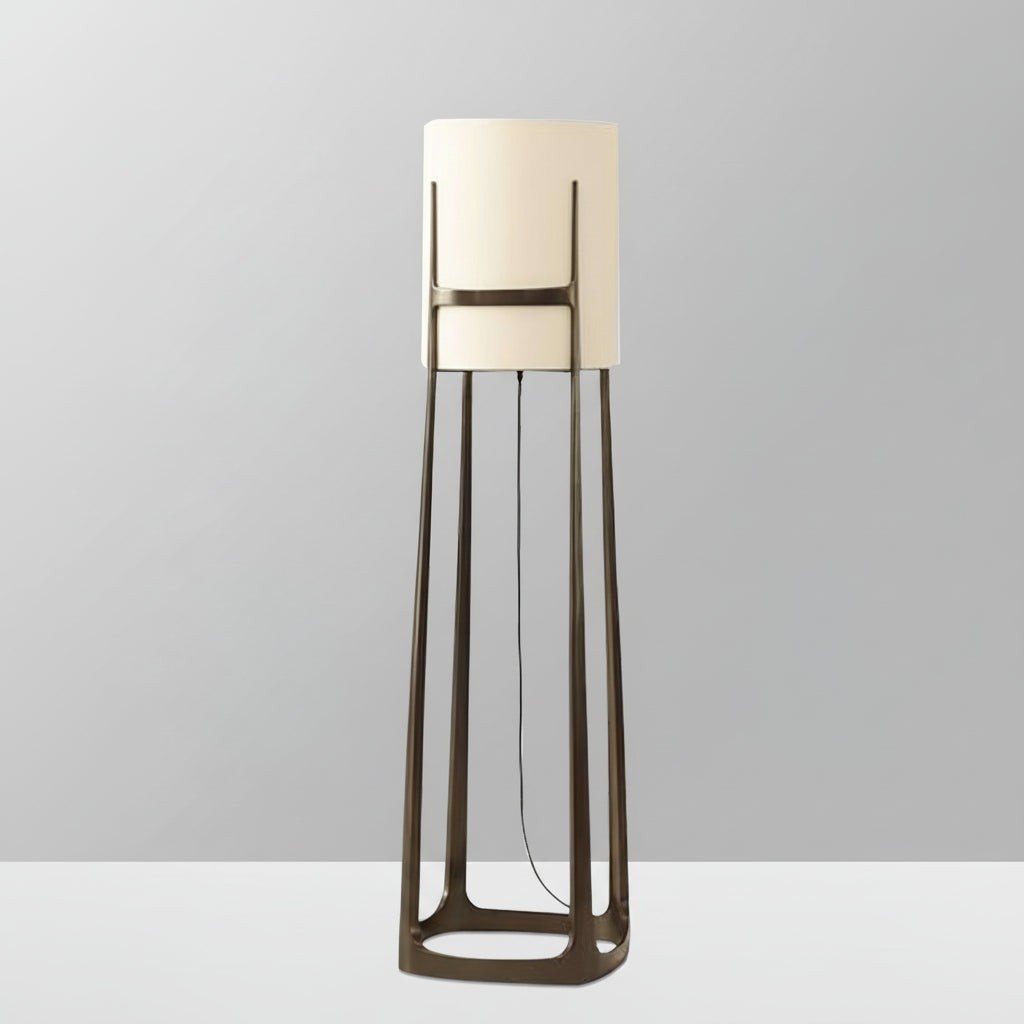 Single Loop Iron Floor Lamp with Fabric Shade