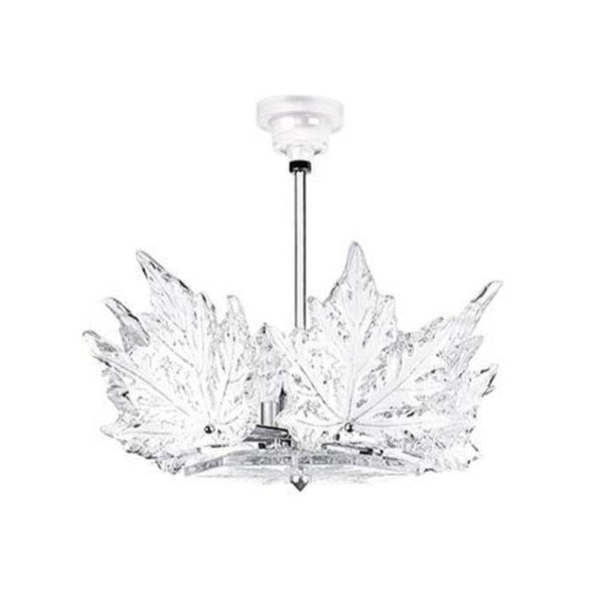 Single Tier Leaf Crown Crystal and Brass Chandelier