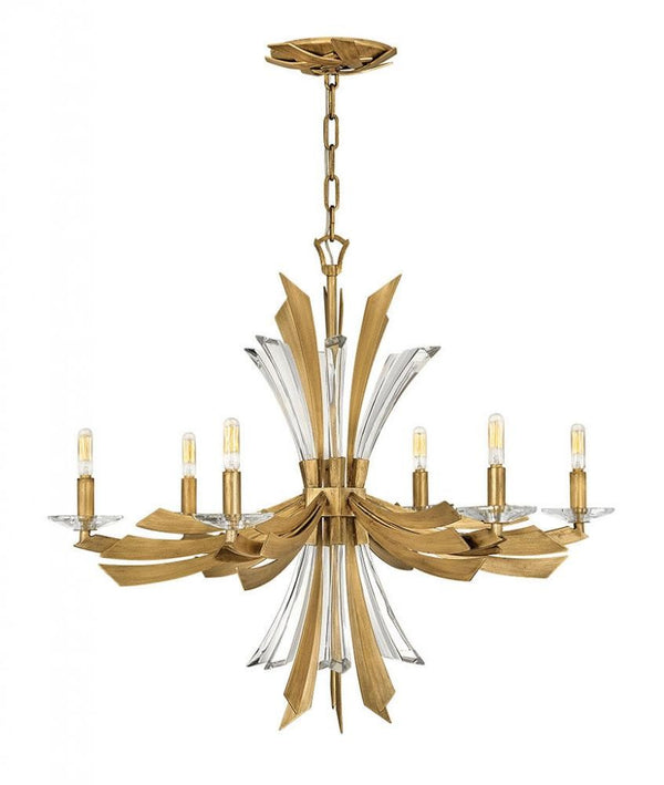 Single Tier Open Profile Burnished Metal Chandelier
