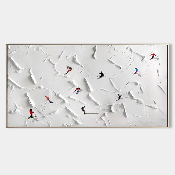 Skiers on a Sculpted Snow Slope