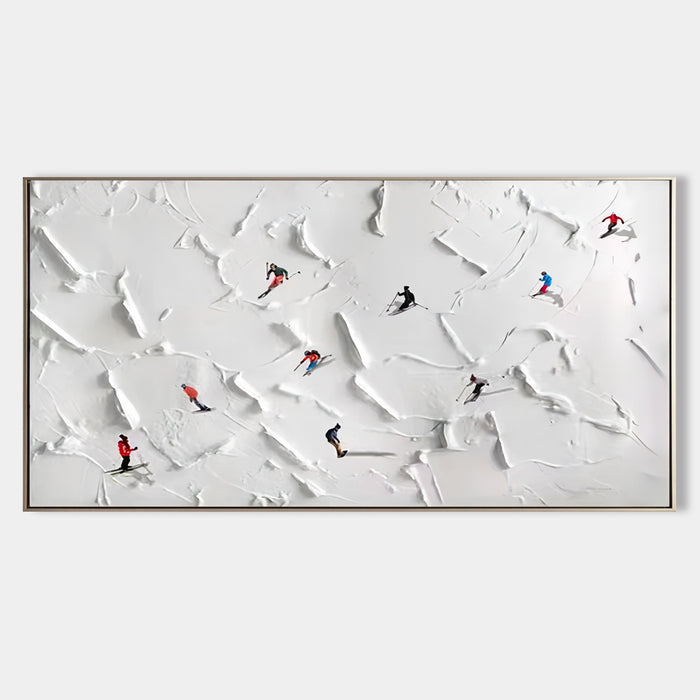 Skiers on a Sculpted Snow Slope