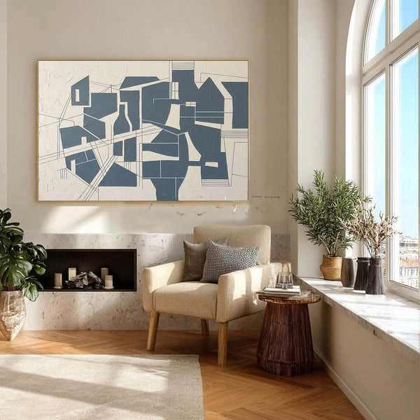 Slate Blue Geometric City Map