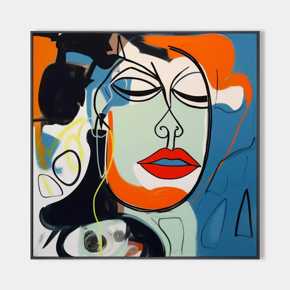 Sleeping Face in Orange and Blue
