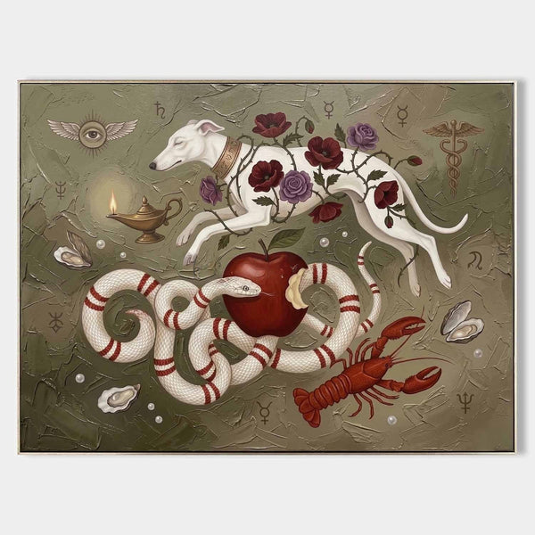 Sleeping Hound with Serpent and Apple