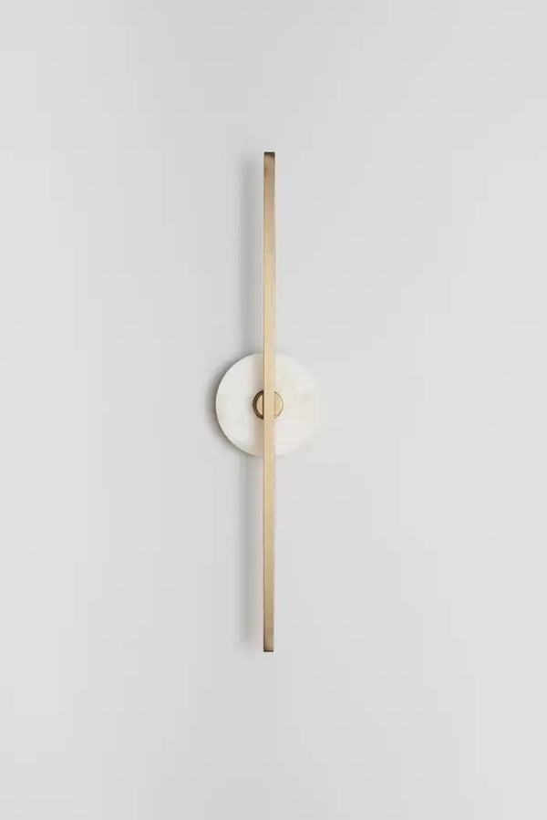 Slender Alabaster Column Metal Frame Wall Sconce