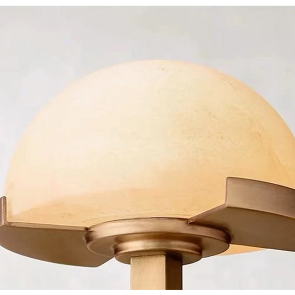 Slender Brass Bar Alabaster Dome Wall Sconce