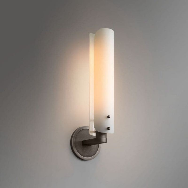 Slender Brass Wall Sconce with Frosted Glass Shade
