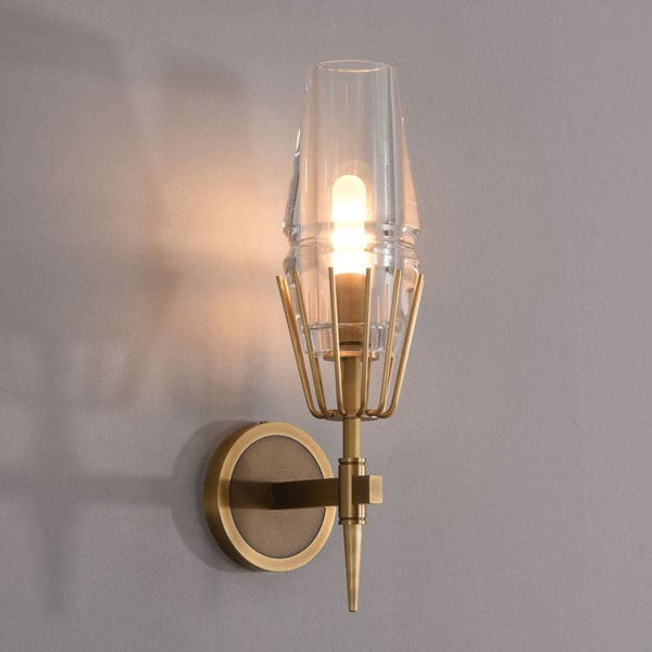 Slender Brass Wall Sconce with Wine Glass Shade