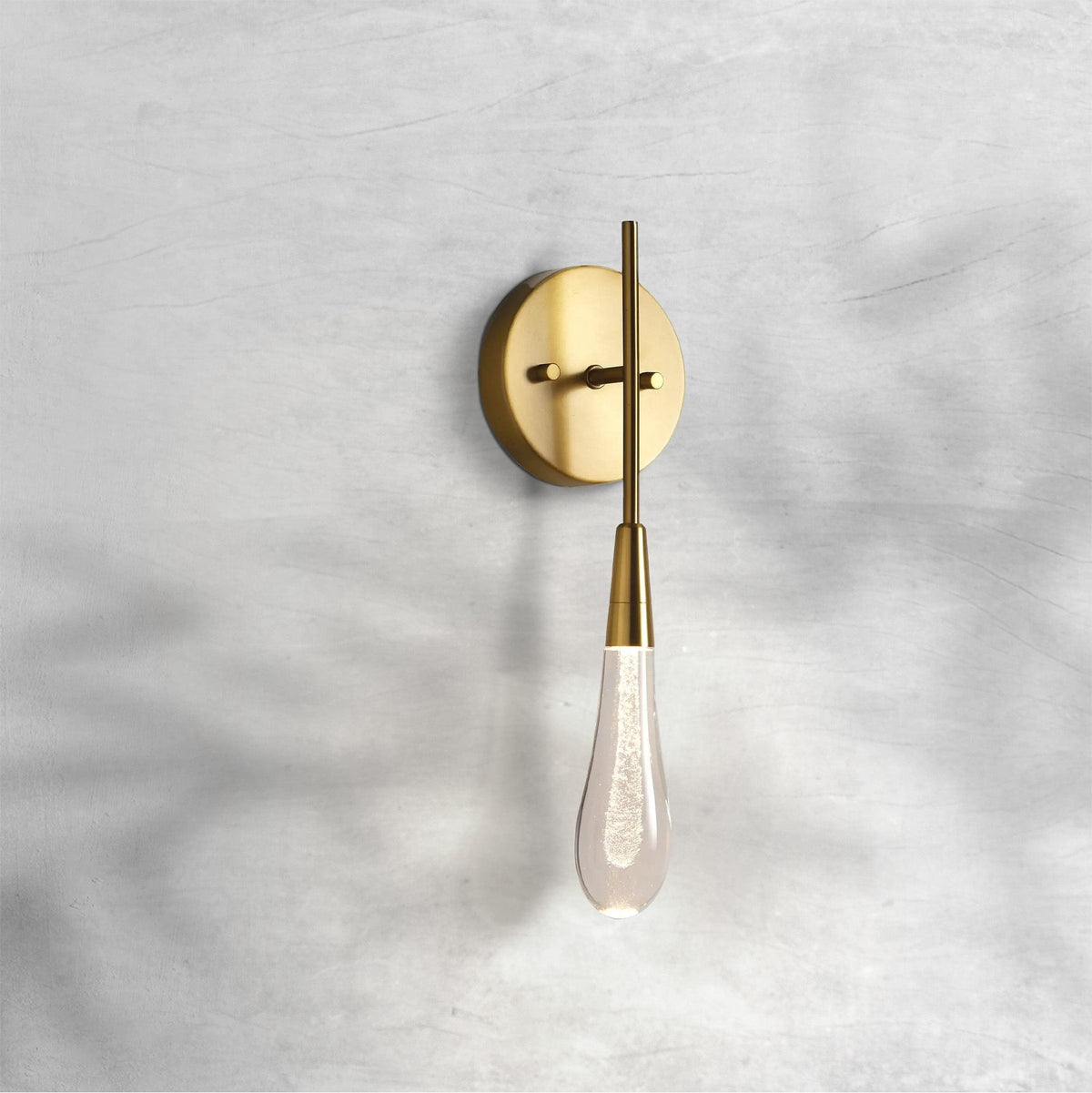Slender Crystal Column Brass Wall Sconce