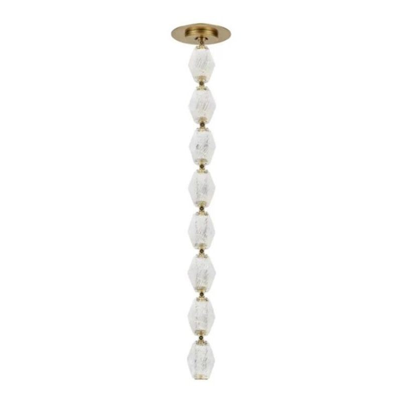 Slender Faceted Crystal Column Pendant with Brass Connectors