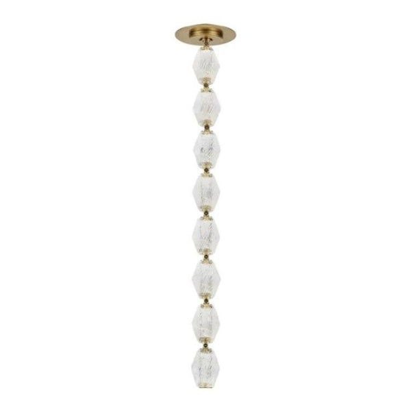 Slender Faceted Crystal Column Pendant with Brass Connectors