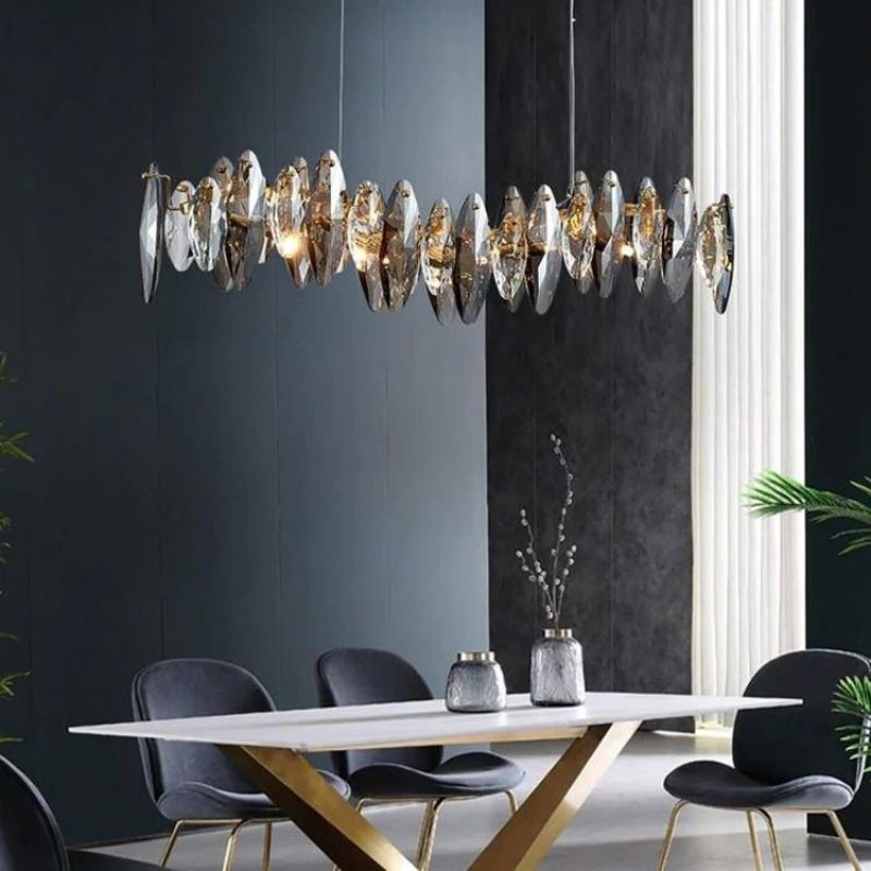 Slender Linear Crystal Band Chandelier