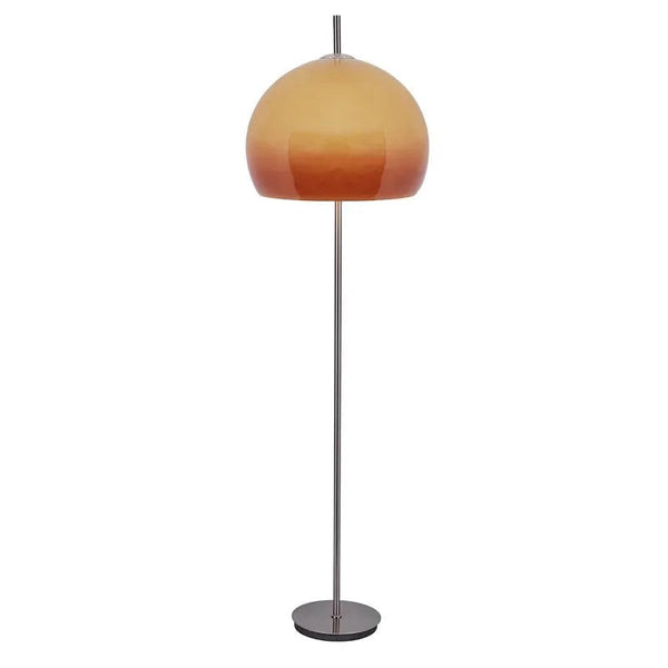 Slender Metal Floor Lamp with Orange Stained Glass Shade