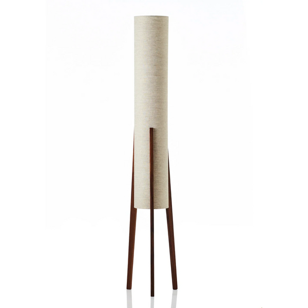 Slender Solid Wood Column Floor Lamp with Linen Shade