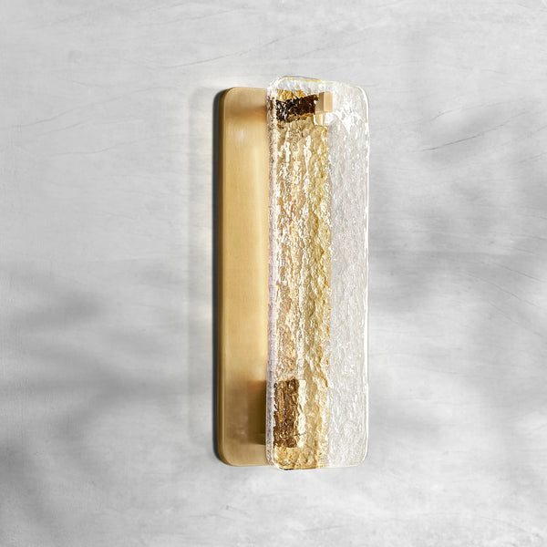 Slender Steel and Restoration Glass Panel Wall Sconce