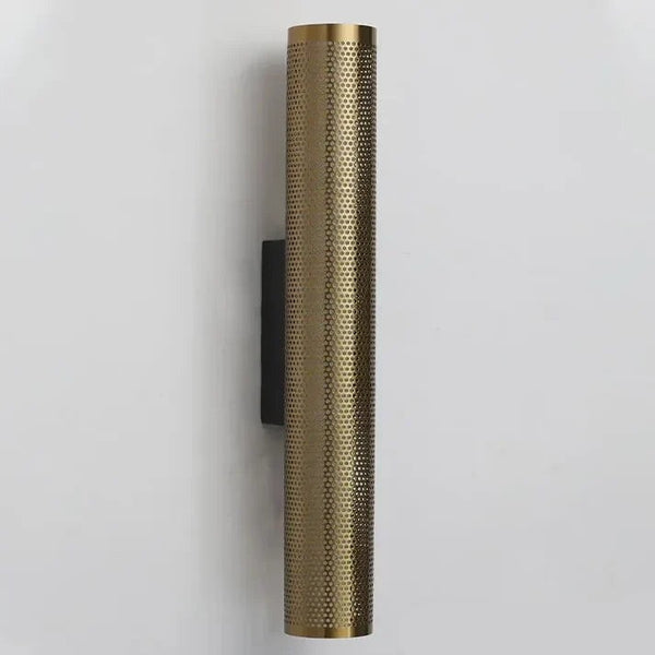 Slender Unlacquered Brass Column Wall Sconce