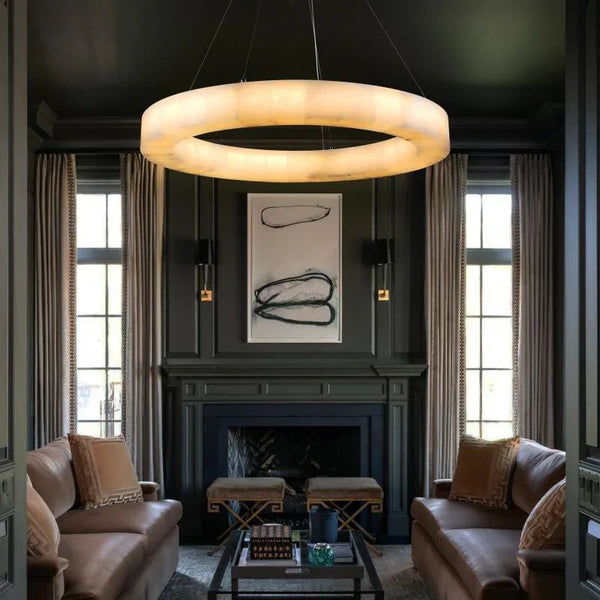 Slim Alabaster Band Metal Ring Chandelier