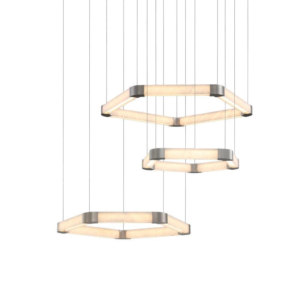 Slim Alabaster Ring Brass Chandelier