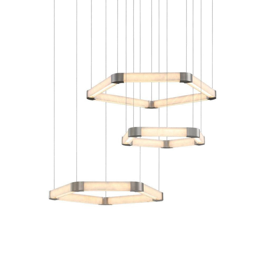 Slim Alabaster Ring Brass Chandelier