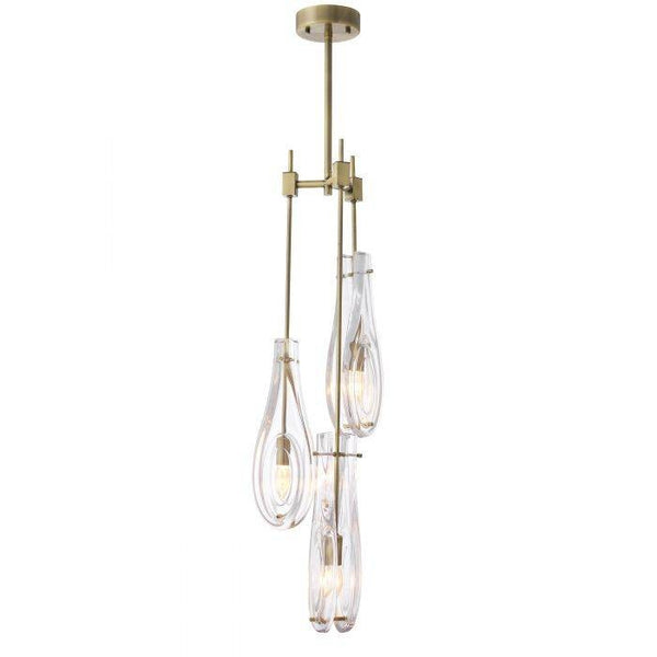 Slim Brass and Bronze Glass Shade Chandelier