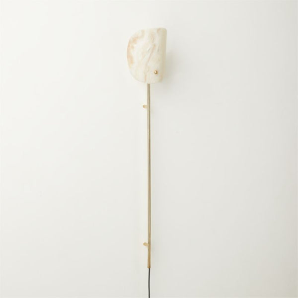Slim Brass Rail Wall Sconce with Onyx Shade