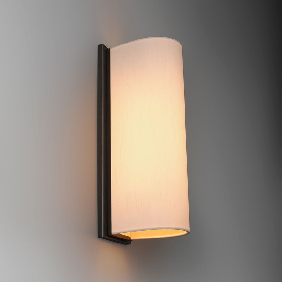 Slim Brass Wall Sconce with Ivory Silk Shade