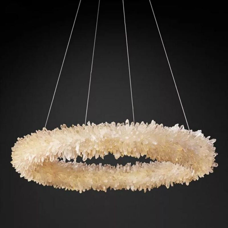 Slim Crystal Ring Brushed Steel Chandelier