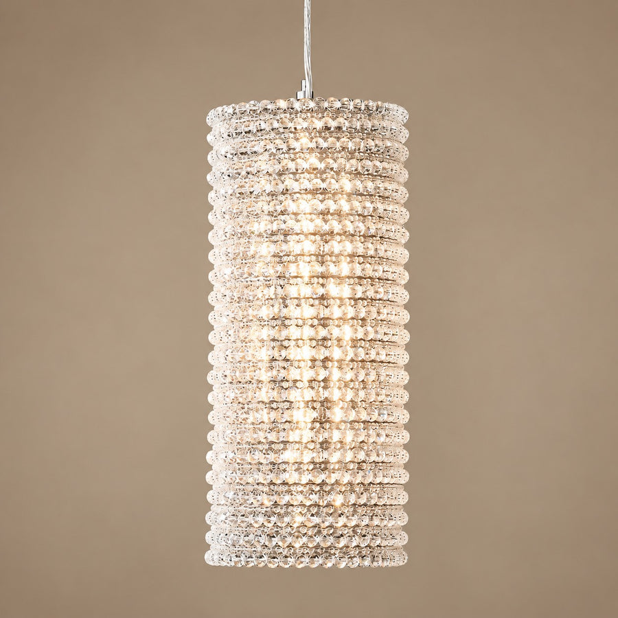 Slim Faceted Crystal Column Copper Pendant