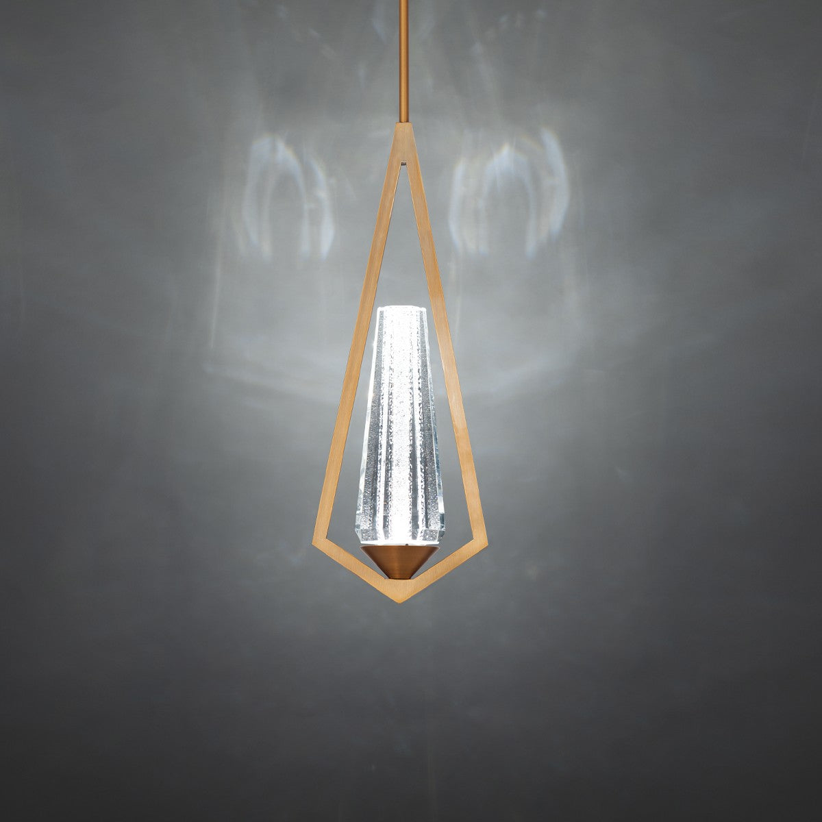 Slim Framed Crystal Dust Diffuser Brass Pendant